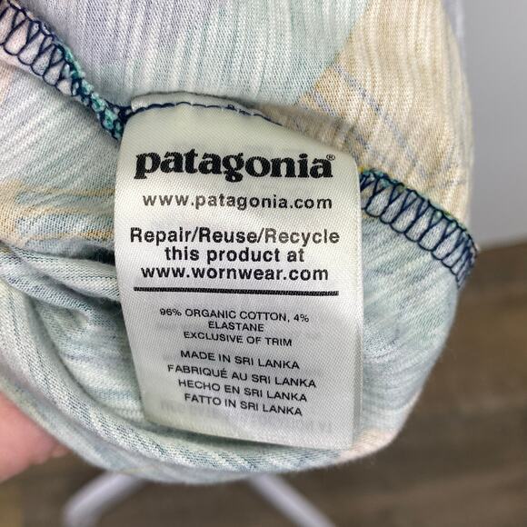 PATAGONIA Amber Dawn Dress Organic Jersey Athletic Strappy Tropical Print Sz XS - Picture 6 of 9
